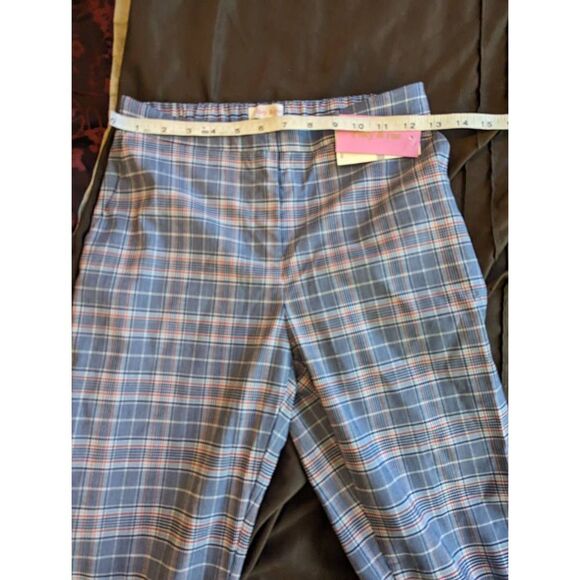 RILEY & rae Glen plaid blue checked slim cigar pants sz 0 nwt - Picture 6 of 6